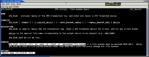 Debian man page warns that JFS partition should be unmounted.