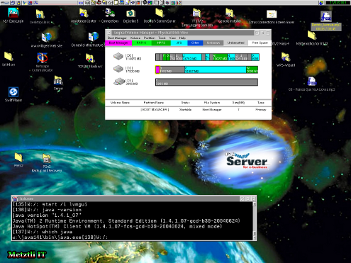 Perspective of OS/2 LVMGui.cmd Java-based disk management utility.