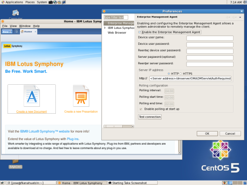 Symphony menu: File - Preferences - Enterprise Management Agent.