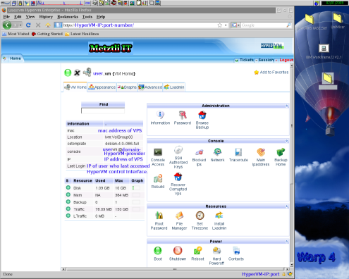 OS/2 Warp 4 Merlin: HyperVM control interface.