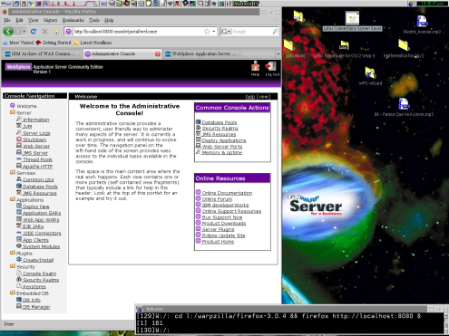 WASCE Admin Console resource management Welcome page.