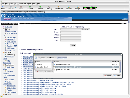 WebSphere Application Server CE: Add MySQL Connector/J to Repostiory.