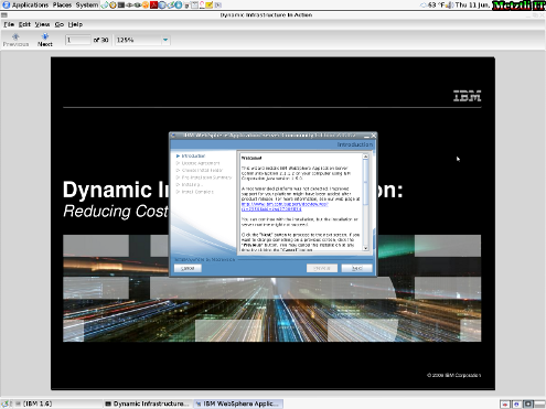 IBM WebSphere Application Server CE installation Welcome screen.