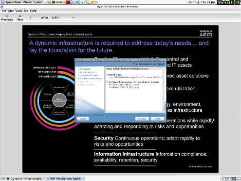 IBM WebSphere Application Server CE: Pre-Installation Summary.