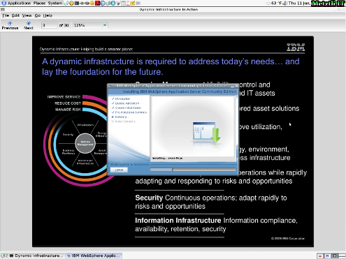 IBM WebSphere Application Server CE: Installation Progress.