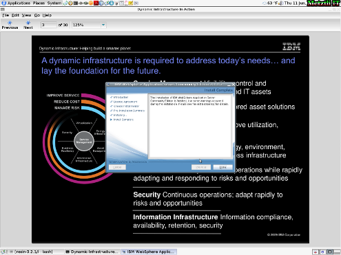 IBM WebSphere Application Server CE: Installation Complete.