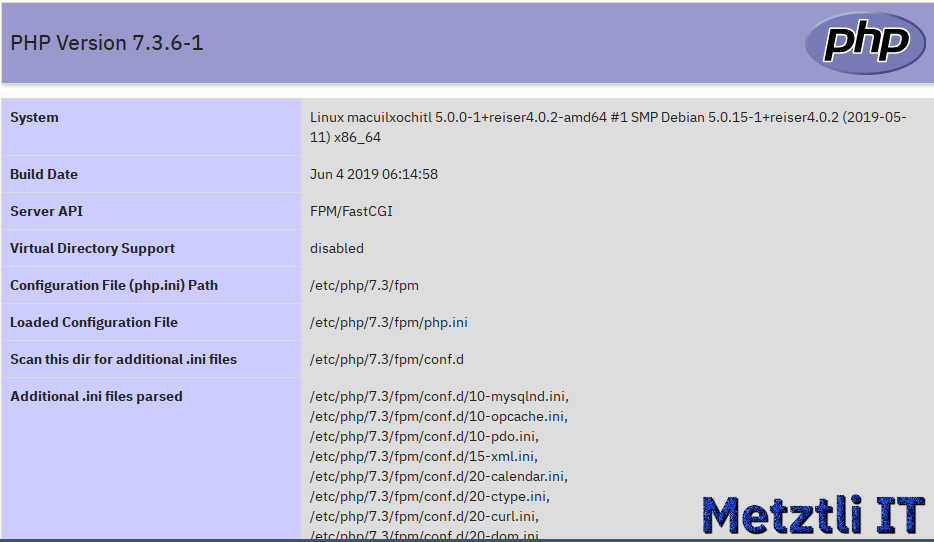 Build PHP 7.3.5̶ 6 for Nginx 1.17.0 on Metztli Reiser4 'the Debian Way' for Stretch Backports on AMD64.