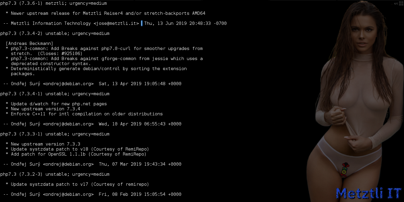 Build PHP 7.3.5̶ 6 for Nginx 1.17.0 on Metztli Reiser4 'the Debian Way' for Stretch Backports on AMD64.