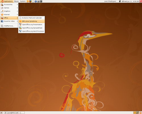 Symphony GA 1 on Ubuntu 8.04 non-sudo regular user click.