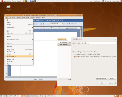 Workaround: Use Ubuntu web browser instead of Symphony GA 1 integrated one.