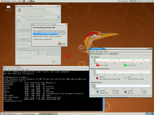 Updating 64-bit Ubuntu 8.04 before Symphony 1 installation.