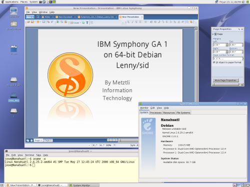 IBM Symphony GA 1 on Debian Lenny/Sid 64-bit AMD64 System.
