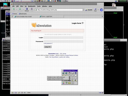 b2evolution administrator log in screen invites us to explore blog controls thumb.