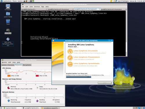 IBM Lotus Symphony 1 half way install into 64-bit Fesora 9