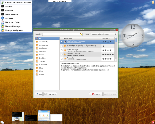 SymphonyOne 2008.1: select applications to install/remove from upper left menu.