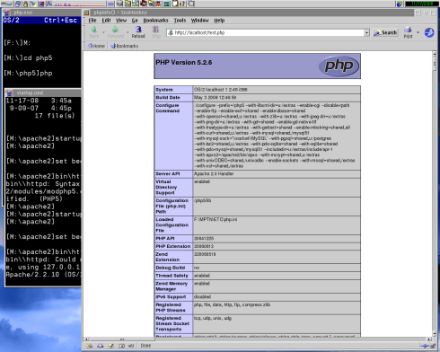 Apache & PHP on OS/2 work as evidenced test.php extracted environment variables.