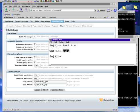 B2evolution Global Settings = />Files: Increase file size upload.