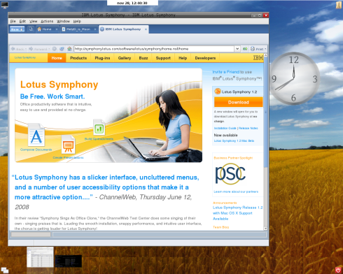 IBM Lotus Symphony 1.2 integrated browser works on SymphonyOne 2008.1