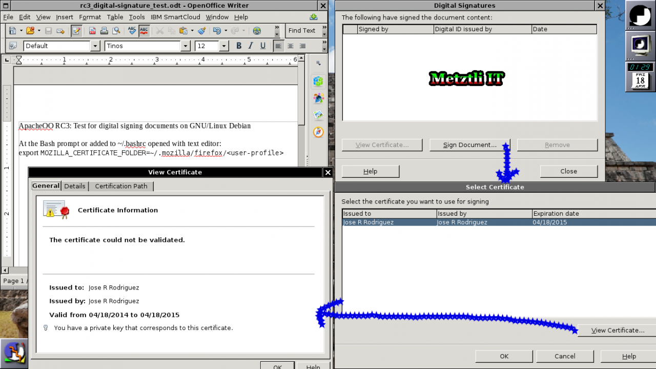 Apache OpenOffice 4.1.0 RC3: Sign ODT with Digital Signature