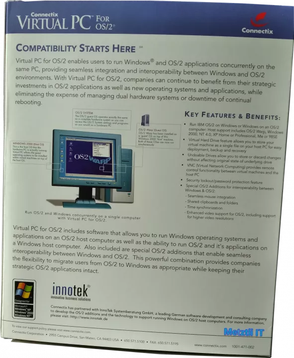 Connectix VirtualPC for OS/2 Host box back