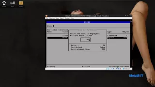 Enter Partition Size in MegaBytes
