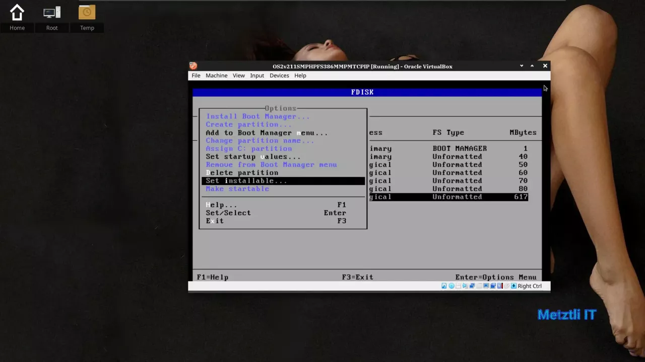 After creating OS/2 partition, Set installable