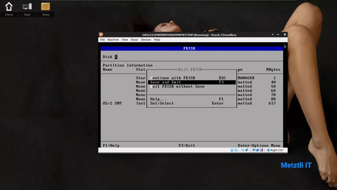 F3=Save and Exit FDISK
