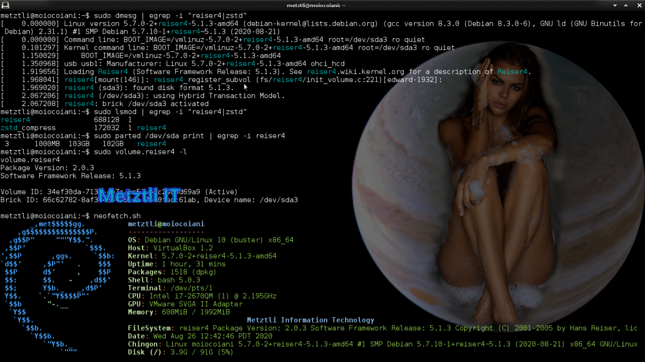 Reiser5 Moiocoiani: Metztli Reiser4, Software Framework Release Number (SFRN) 5.1.3 Debian installer