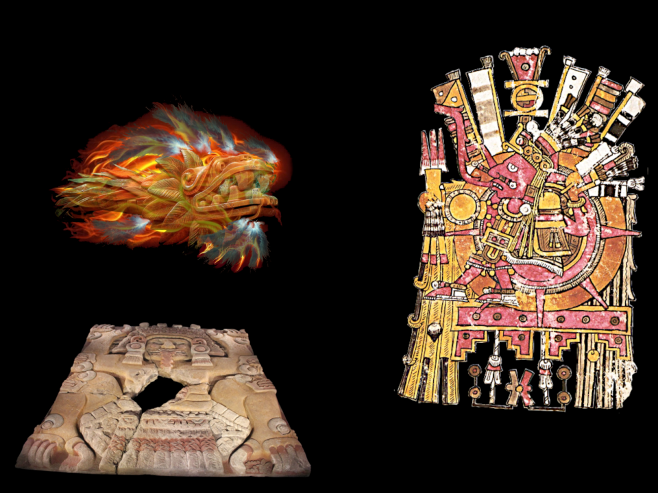 Quetzalcohuatl 'attacked' Tonatiuh as inhabitants of Tlalteuhctli observed